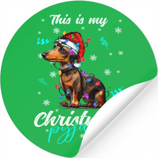 Winter Christmas Pyjama Dachshund Stickers