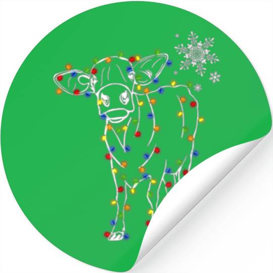 Cow Christmas Light Tree Cow Xmas Snow Lover Stickers