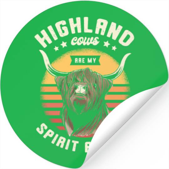 Highland Cows Are My Spirit Animal Grass Puppy Stickers