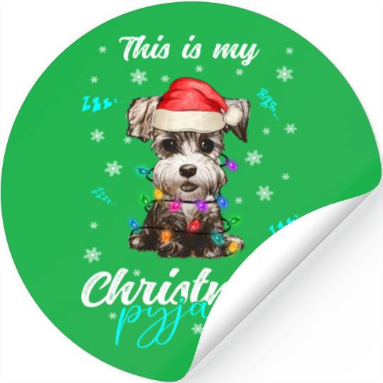Winter Christmas Pyjama Miniature Schnauzer Stickers