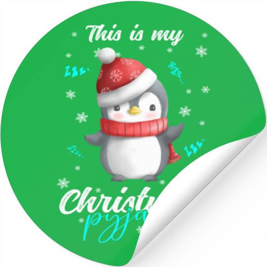 Winter Christmas Pyjama Penguin Stickers