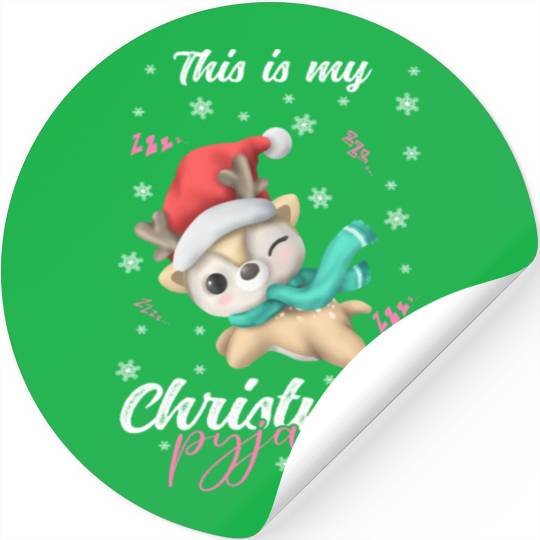 Winter Christmas Pyjama Reindeer Stickers