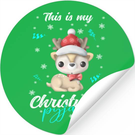 Winter Christmas Pyjama Reindeer Stickers