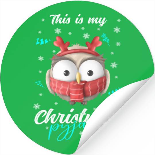 Winter Christmas Pyjama Owl Stickers