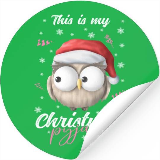 Winter Christmas Pyjama Owl Stickers