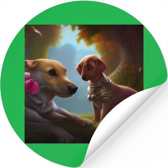 Puppy Love Cute Puppies with A Little Steampunk Stickers