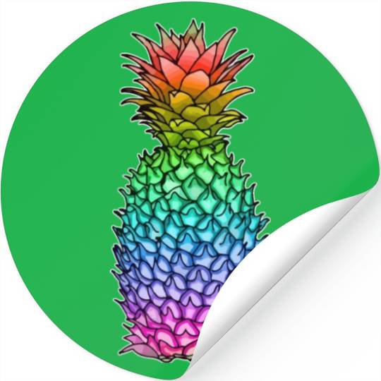 Pineapple Gay Lesbian Pride Rainbow Tropical LGBTQ Stickers