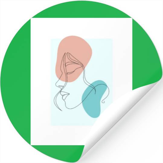 beige minimalist woman line art Stickers