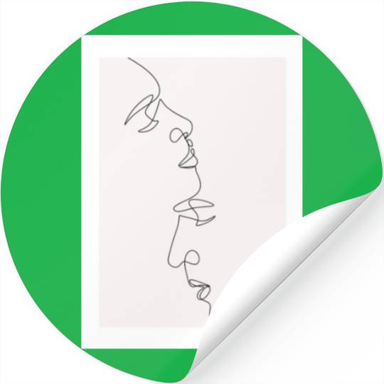 Couple Kiss line art Art Print Stickers