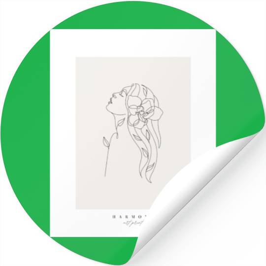 beige minimalist woman line art Stickers