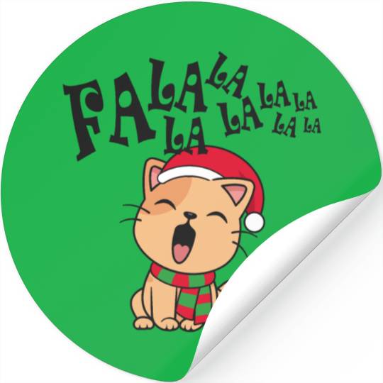 Cute Christmas Cat Singing Fa la la la Song Stickers