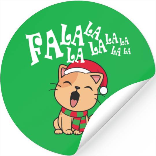 Cute Christmas Cat Singing Fa la la la Song Stickers