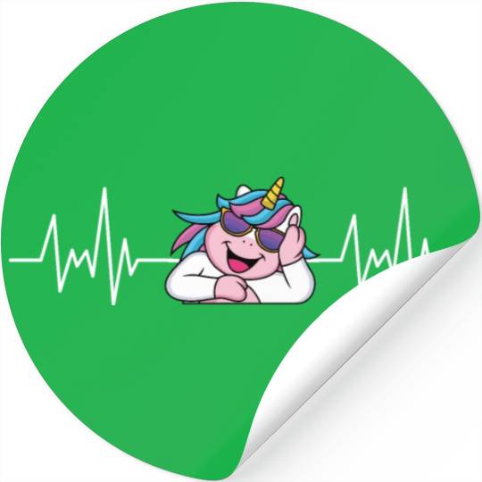 Fantasy Animal Creature Gift Heartbeat Unicorn Stickers