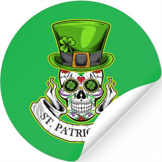 Sugar Skull | St Patrick Day | Lucky Charm Irish Stickers