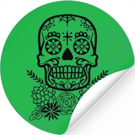 Sugar Skull And Flower | Stickers For Day Of The Dead
