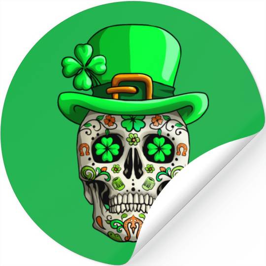 Sugar Skull Funny | Saint Patricks Day of Dead Stickers