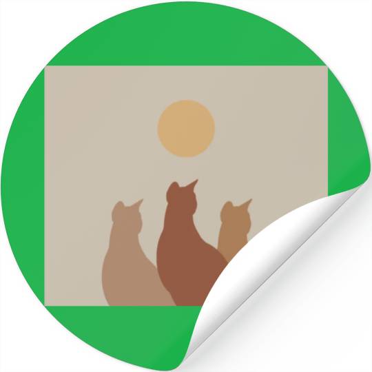 Abstract Boho Cats Relaxed Aesthetic Beige Minimal Stickers
