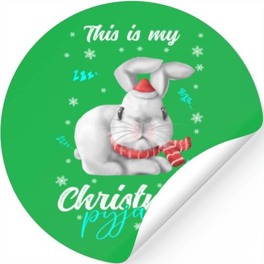Winter Christmas Pyjama rabbit Stickers