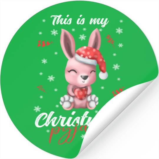 Winter Christmas Pyjama rabbit Stickers