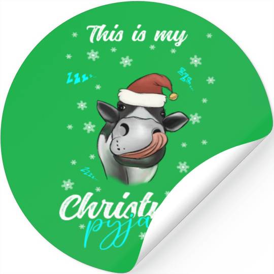 Winter Christmas Pyjama Cow Stickers