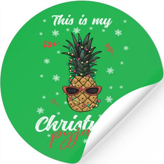 Winter Christmas Pyjama Pineapple Stickers