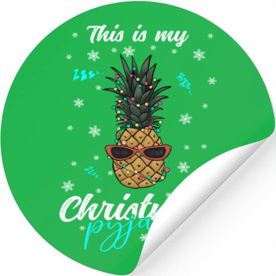 Winter Christmas Pyjama Pineapple Stickers