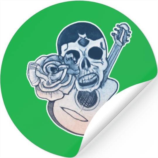 Grotesque Rock And Roll Skull & Guitar Stickers