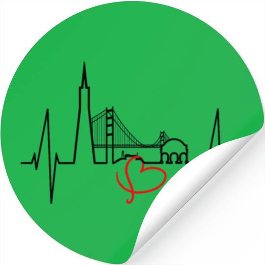 San Francisco Skyline Heartbeat California Lover Stickers