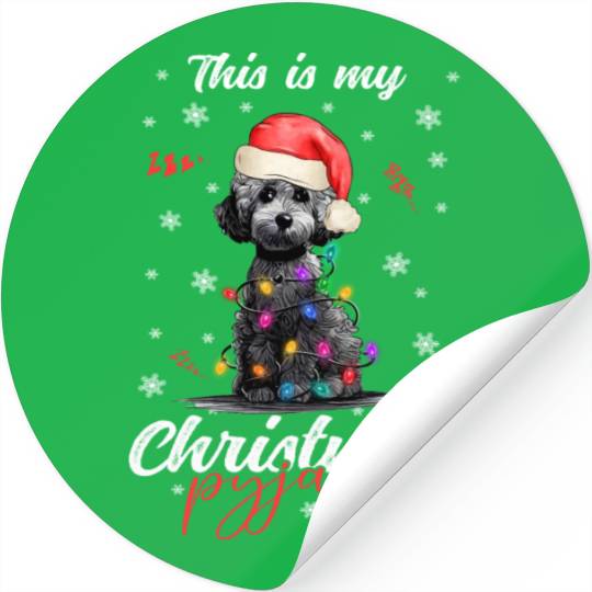 Winter Christmas Pyjama Poodle Stickers