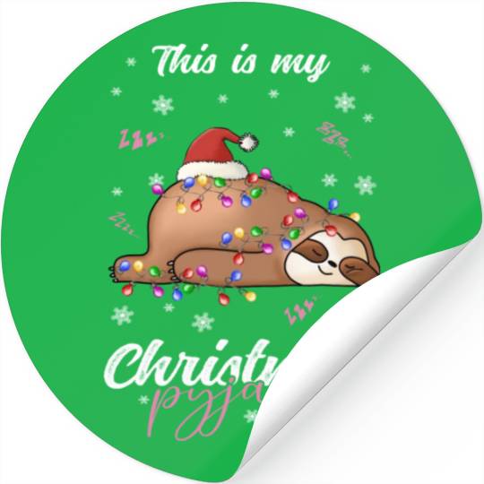 Winter Christmas Pyjama Sloth Stickers