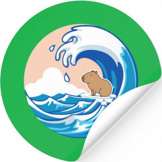 Wave Capybara Surfing Rodent Funny Animal Lover Stickers