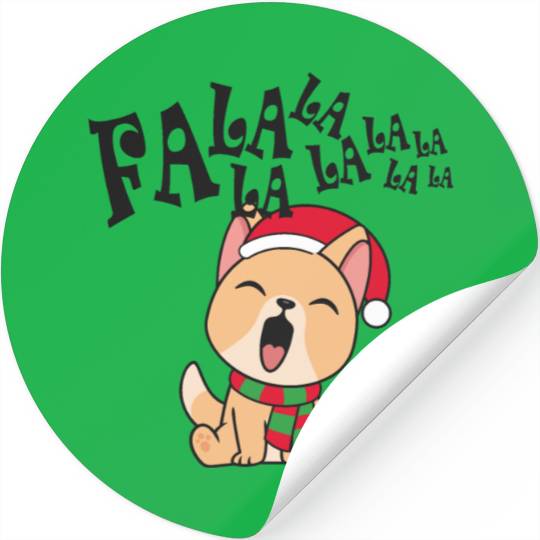 Cute Christmas Dog Singing Fa la la la Song Stickers