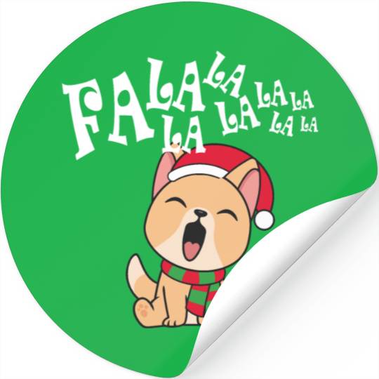 Cute Christmas Dog Singing Fa la la la Song Stickers