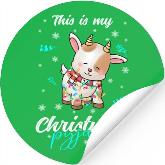 Winter Christmas Pyjama Goat Stickers