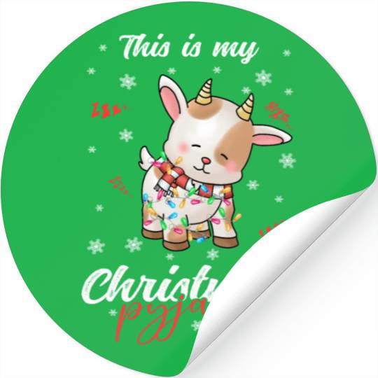 Winter Christmas Pyjama Goat Stickers