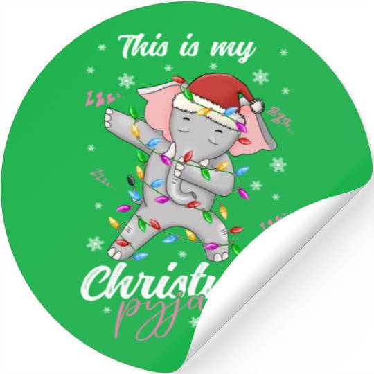 Winter Christmas Pyjama Elephant Stickers