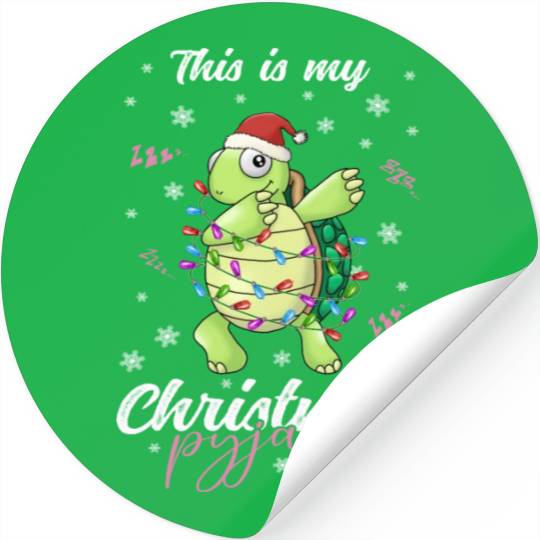 Winter Christmas Pyjama Turtle Stickers
