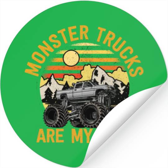 Monster Trucks Are My Jam Vintage Retro Stickers