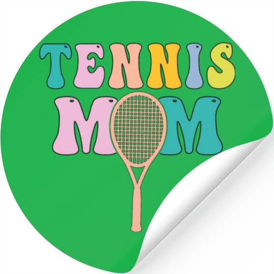 Tennis Mom Colorful Tennis Mommy Groovy Mom Tennis Stickers