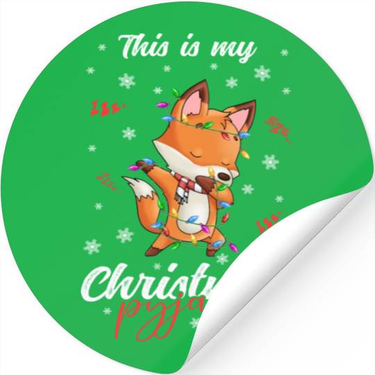 Winter Christmas Pyjama Fox Stickers