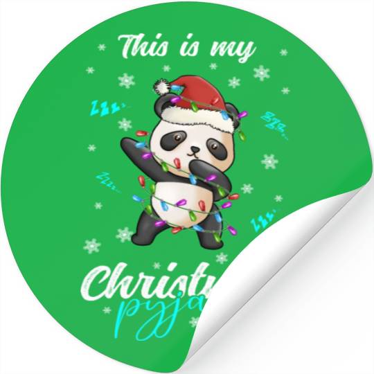Winter Christmas Pyjama Panda Stickers