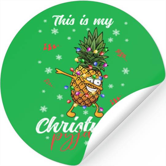 Winter Christmas Pyjama Pineapple Stickers
