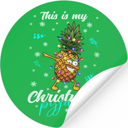 Winter Christmas Pyjama Pineapple Stickers