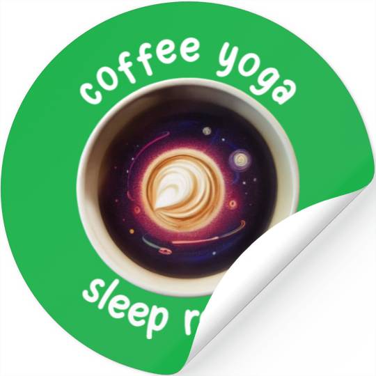 Coffee Yoga Sleep Repeat Stickers