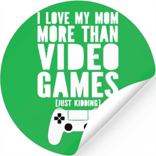 I Love My Mom Video Gamer Valentines Day Boys Teen Stickers