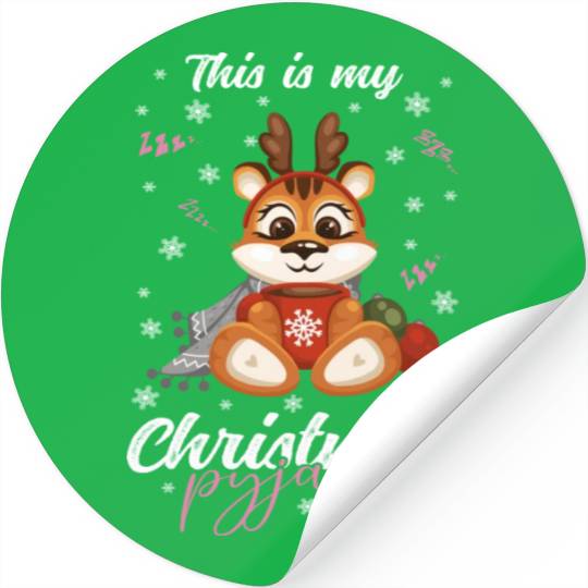 Winter Christmas Pyjama Tiger Stickers