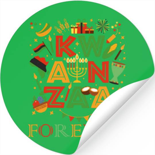 Happy Kwanzaa Forever Christmas Blessing Kinara Stickers