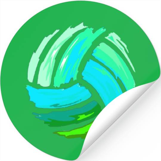 Volleyball Blue Green Ball Forns Stickers