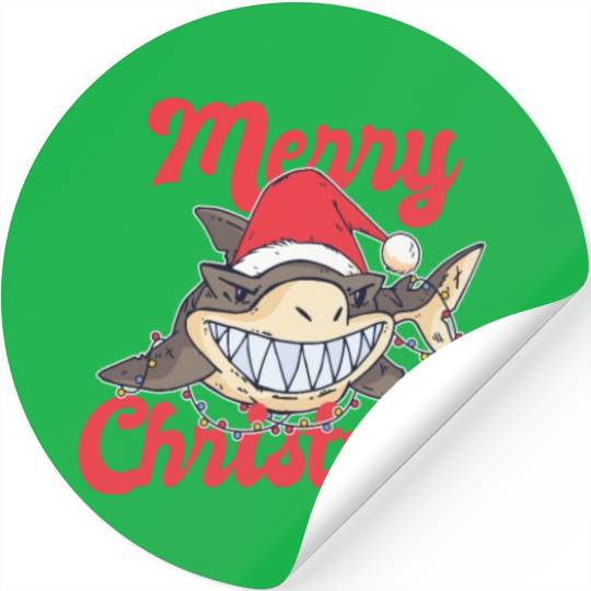 Cute Shark Cheeky In The Ocean For Christmas X-mas Stickers