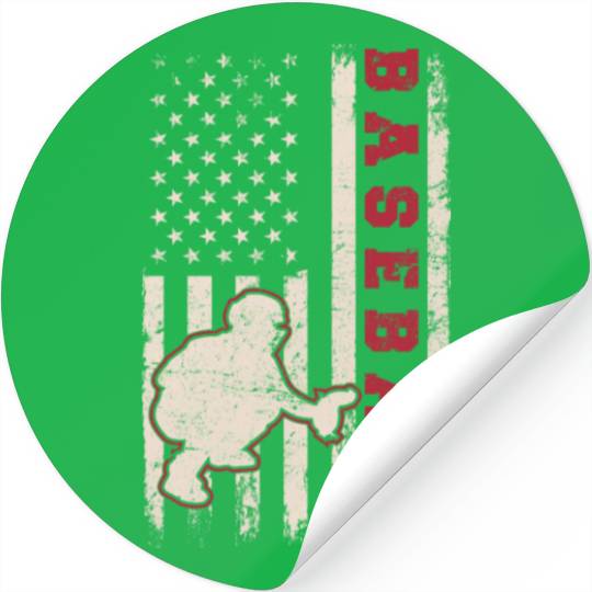 Baseball Catcher USA Flag Patriotic American Flag Stickers